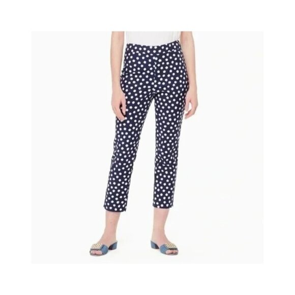 Kate Spade Cloud Dot Jacquard Cropped Pant Womens Size 0 Office Preppy Polka Dot - Picture 2 of 11